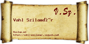 Vahl Szilamér névjegykártya